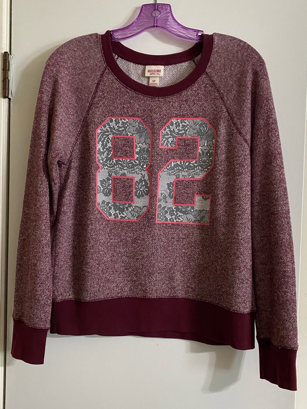Mossimo Supply Co. Burgundy Marled Knit Sweatshirt